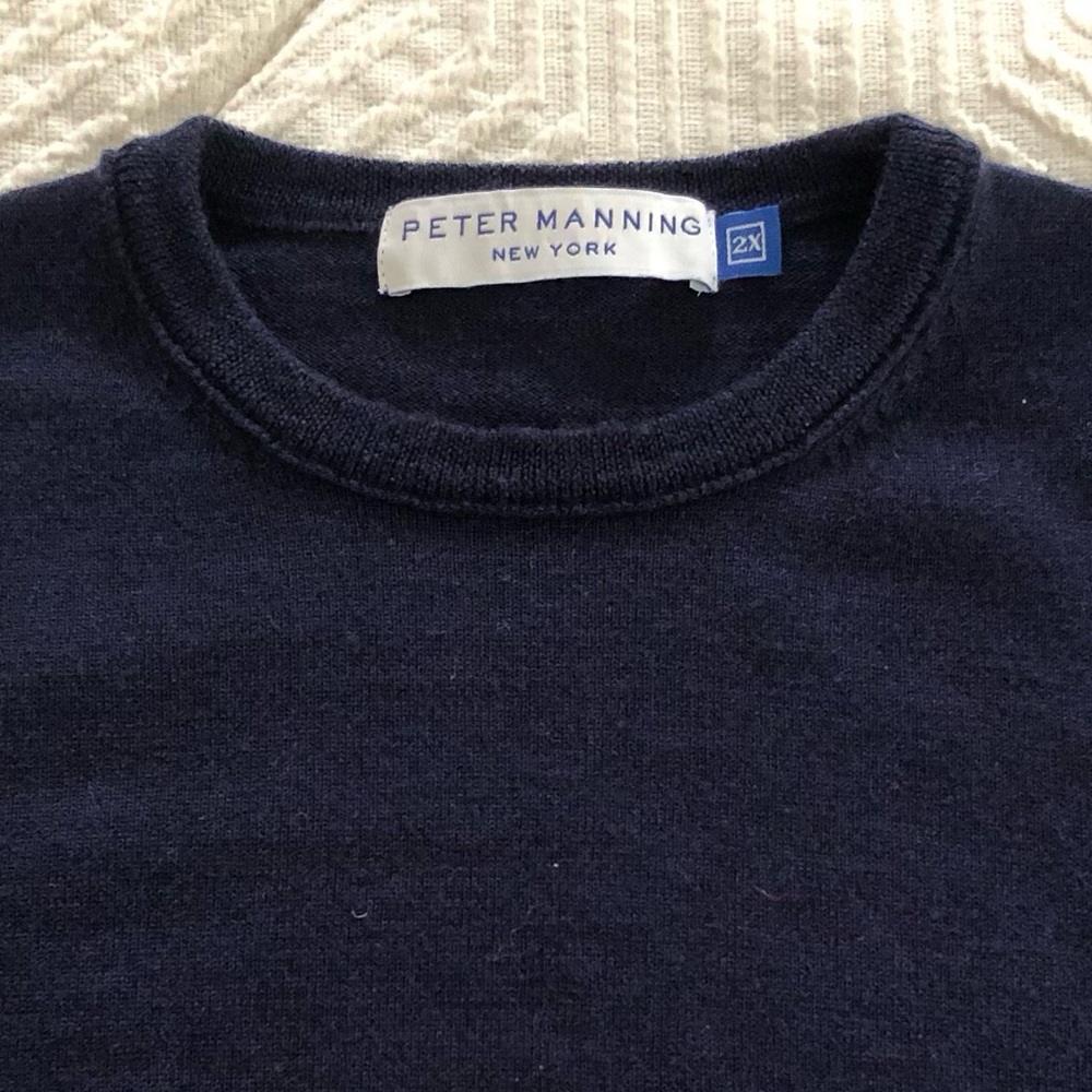 Peter Manning Merino Wool Blue Men's Crewneck Sweater, Size M - Picture 3 of 6